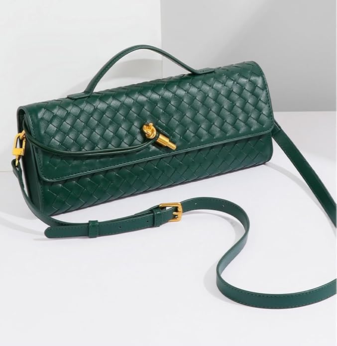 Trendy Woven Evening Clutch Purses Women Underarm Shoulder Handbag Cute Satchels Crossbody Purse PU Leather Wallet