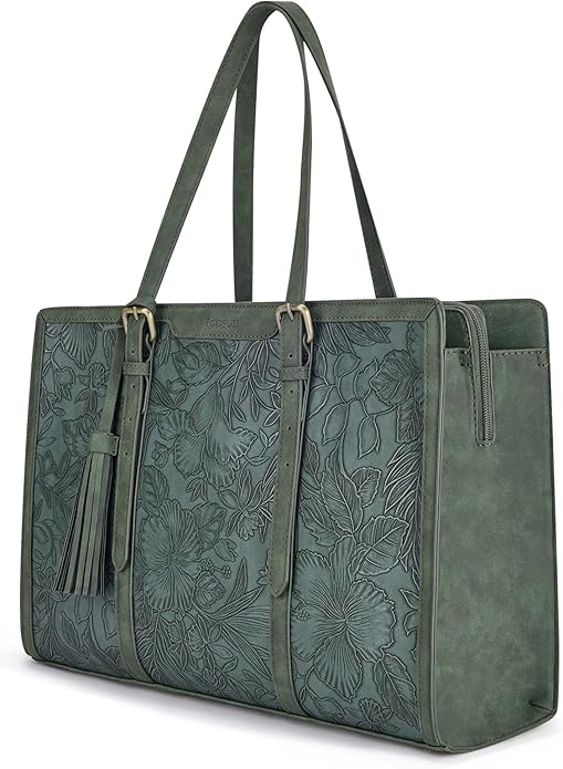Laptop Bag For Women 15.6 Inch Work Tote Bags PU Leather Computer Purse For Business Office With 3 Layer