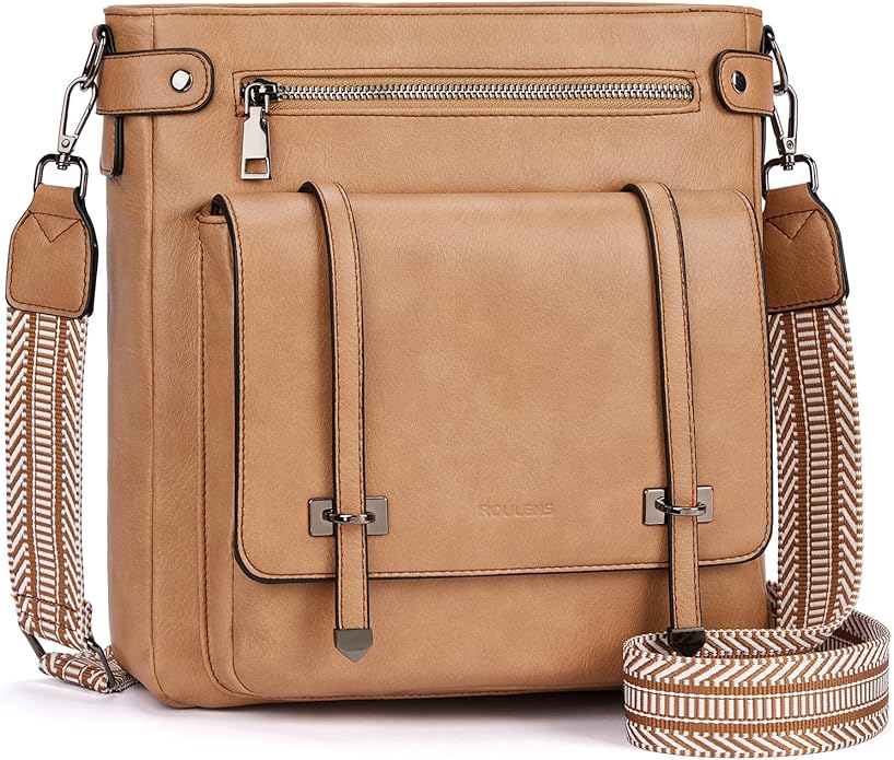 Crossbody Bags for Women,Multi Pocket Crossbody Purses Vegan Leather Shoulder Handbags Travel Purse Adjustable Strap
